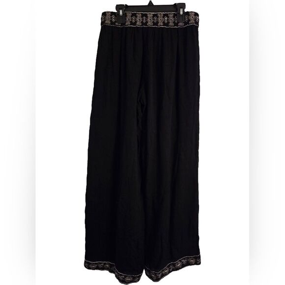NWT Philosophy Women’s Wide leg Embroidered waist & hem flowy rayon pant Sz S - Picture 2 of 6